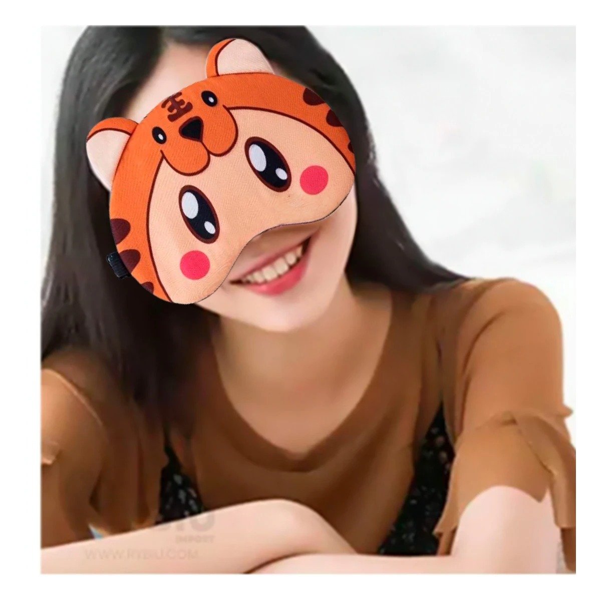 Antifaz Con Gel Naranja Termico Ajustable para Descanso Diario