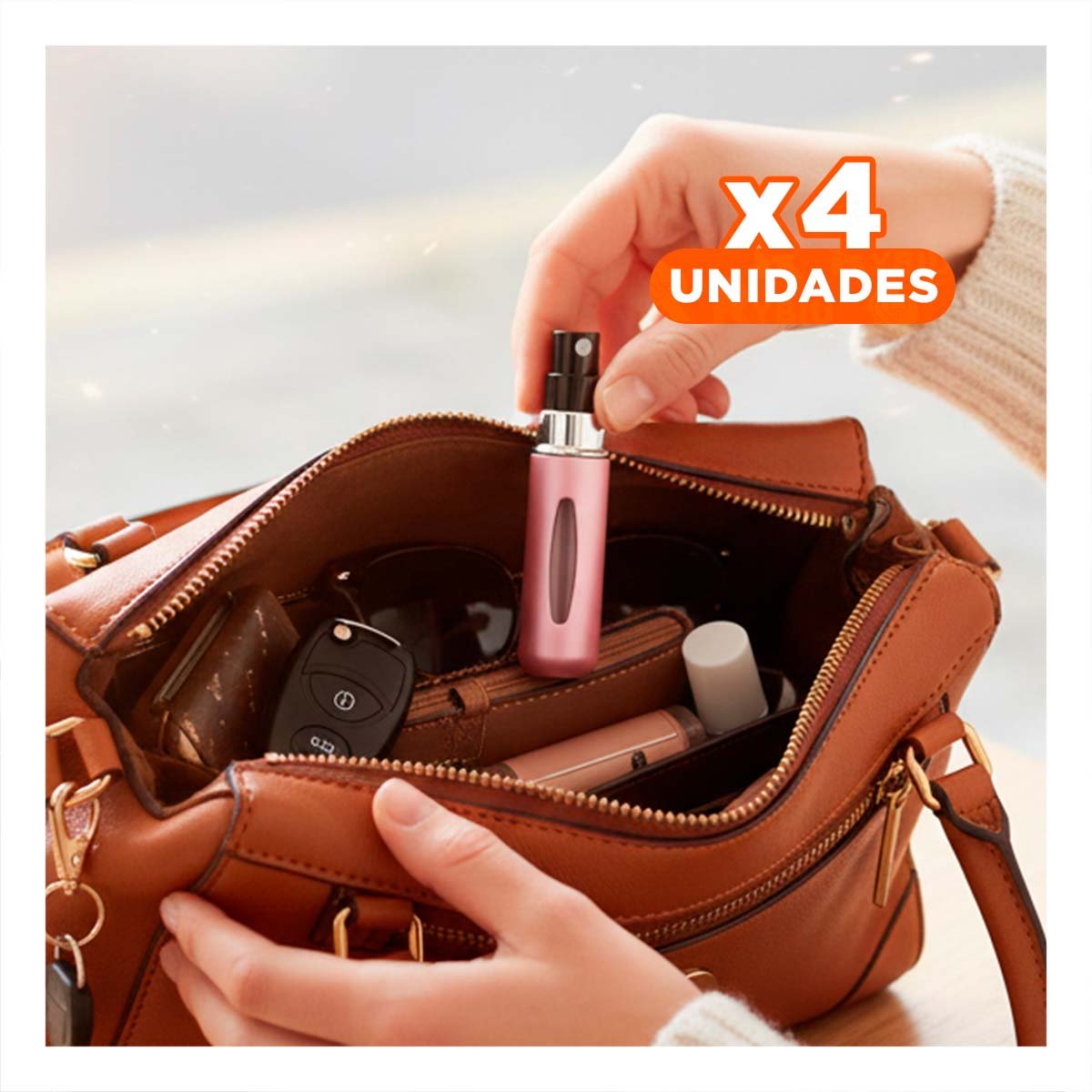 Pack4 Atomizador Portatil de Fragancia Multicolor Recargable para Viajes