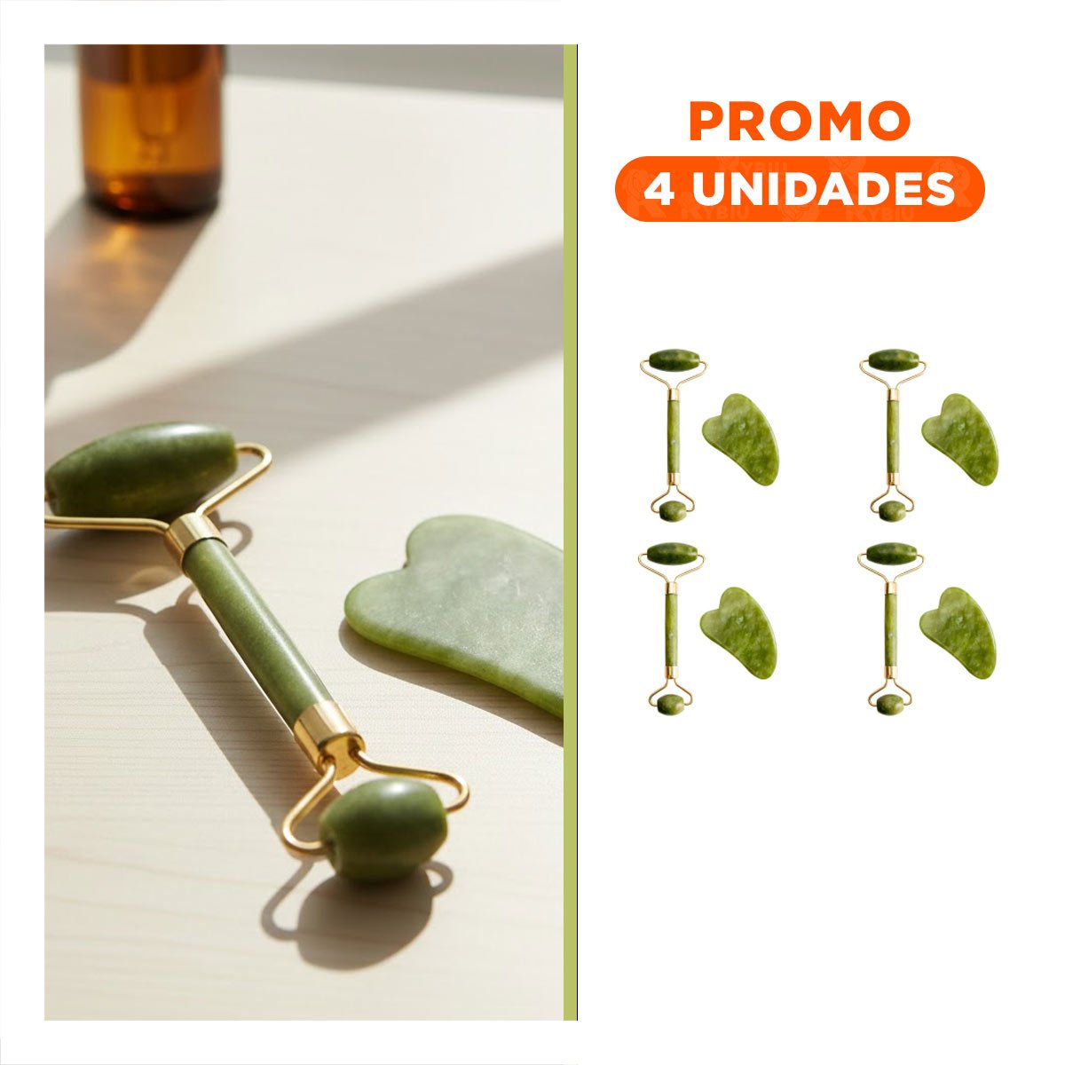 Pack4 Set 2 Masaje Facial con Piedra Jade Verde Y+Regalo Sticker