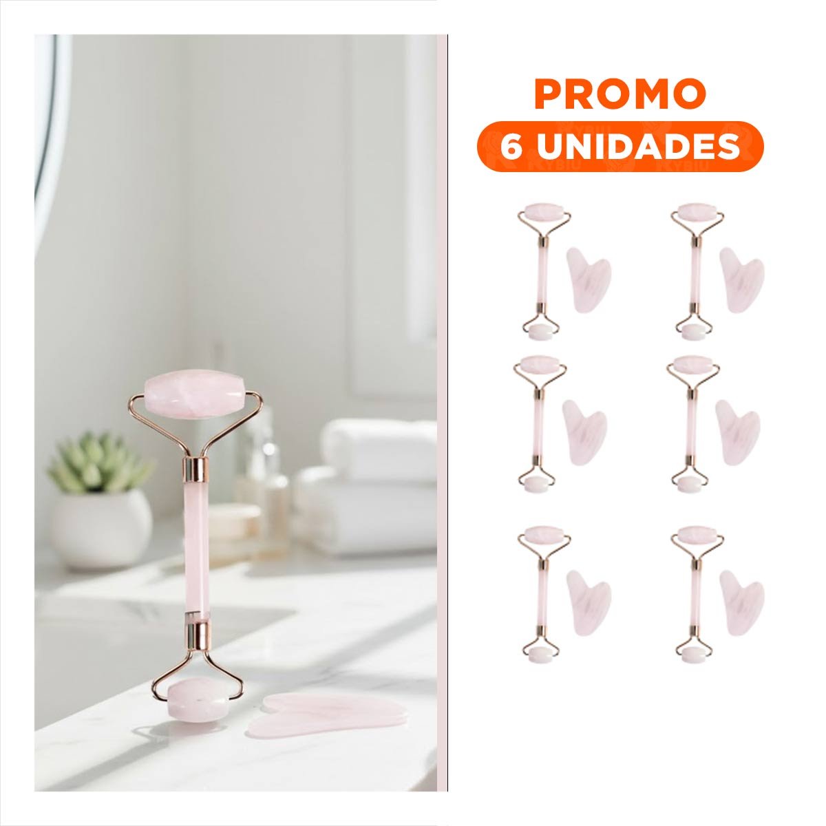 Pack6 Paquete 2 de Cuarzo Rosado Marmoleado para Limpieza Facial