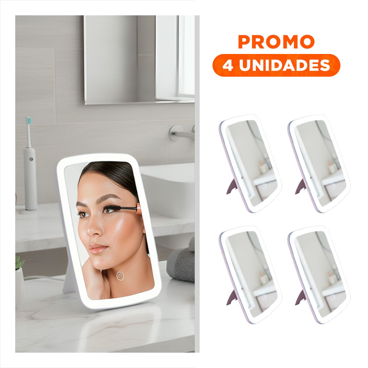 Pack4 Cristal Led Tactil Blanco con Base Firme para Maquillaje Y+Regalo Sticker