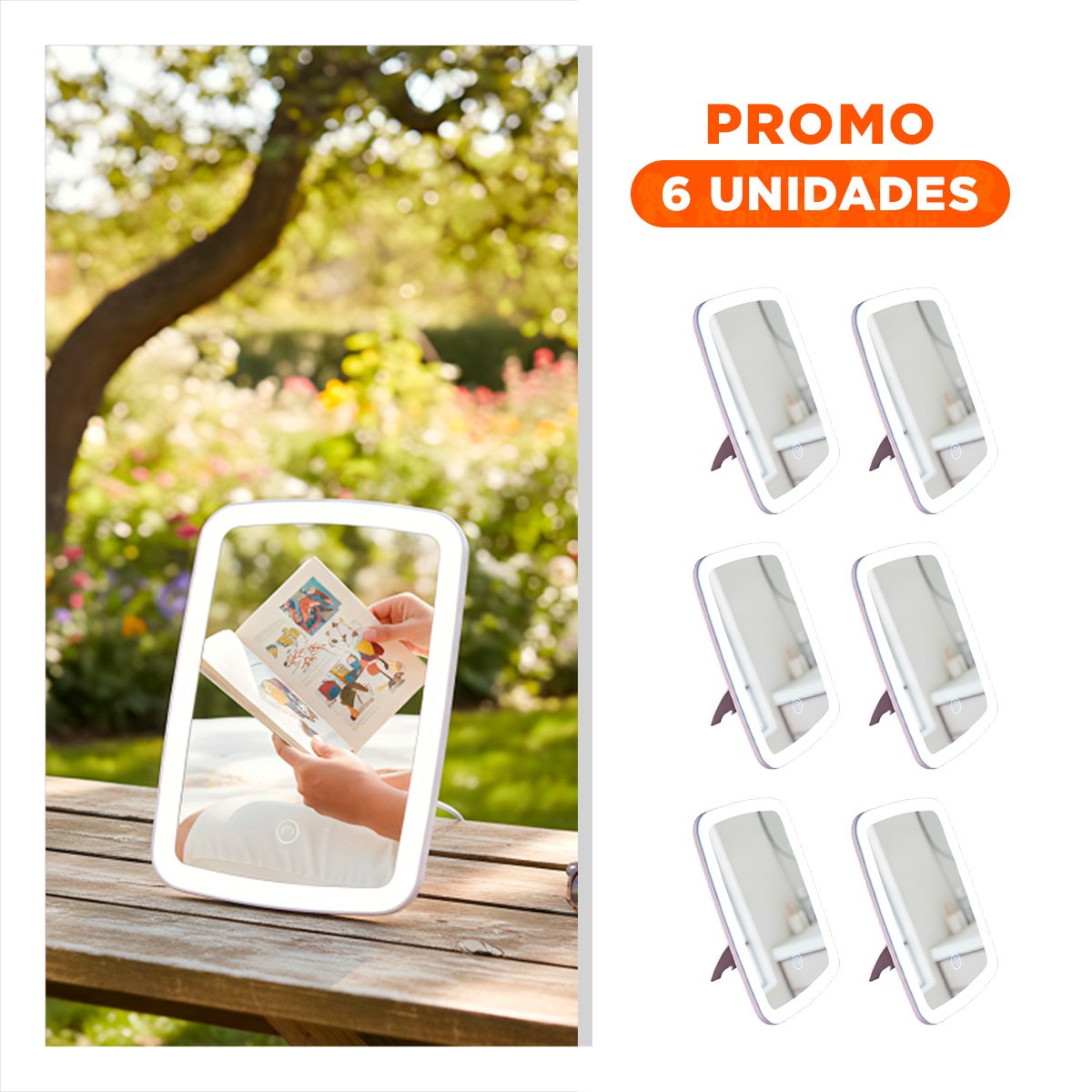 Pack6 Superficie Led Tactil Blanco con Base Estable para Maquillaje