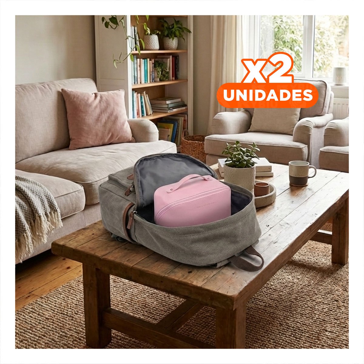 Pack2 Bolso Rosado Elegante con Cierre Resistente para Viaje
