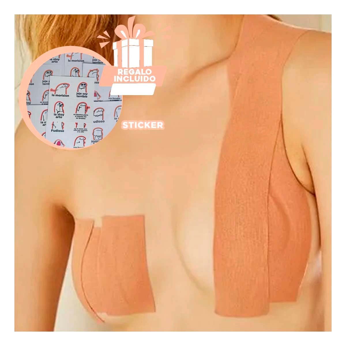 Sujetador de Soporte Levanta Busto Nude para Moda Mujer Soporte Natural Y+Regalo Sticker