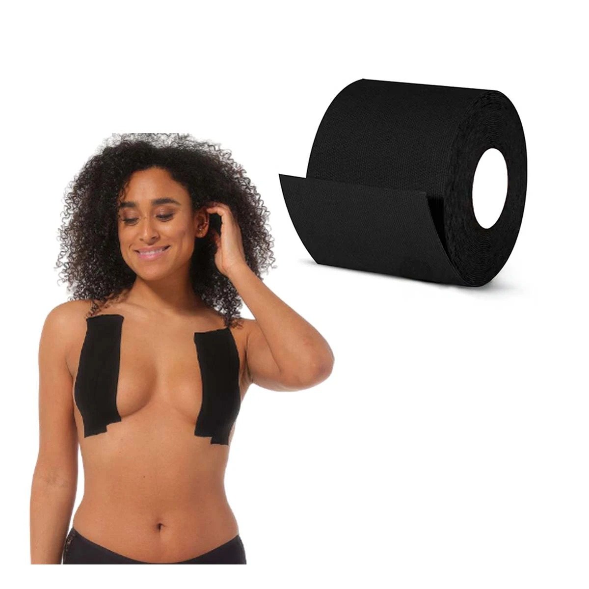 Cinta Invisible Levanta Busto Negro para Moda Mujer Estilo Elegante Y+Ligas Regalo