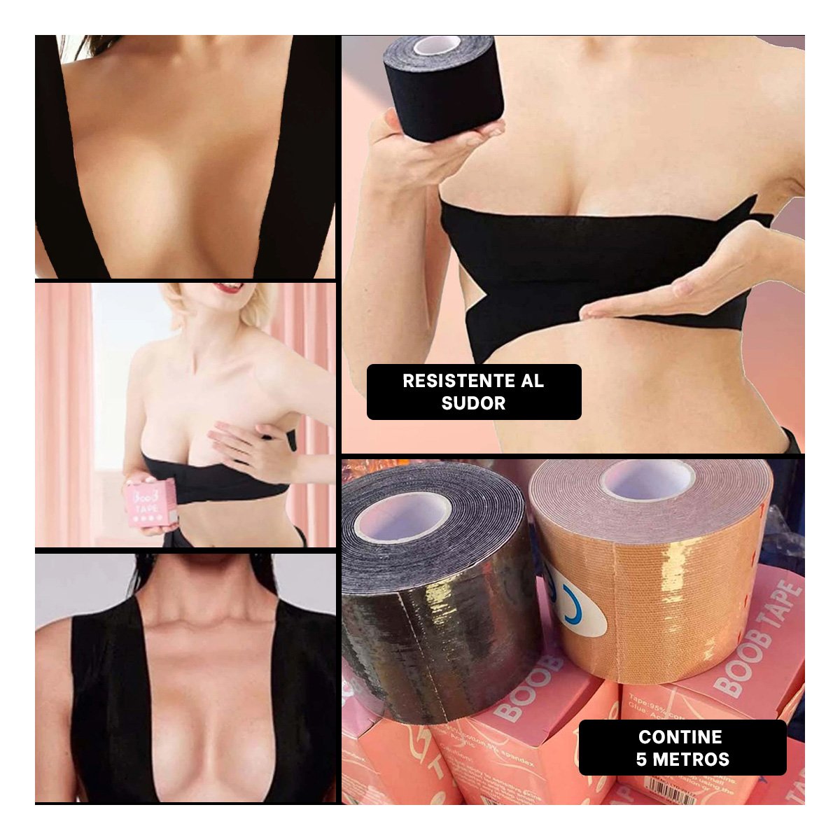 Tira Invisible Levanta Busto Negro para Moda Mujer Ajuste Seguro Y+Post It
