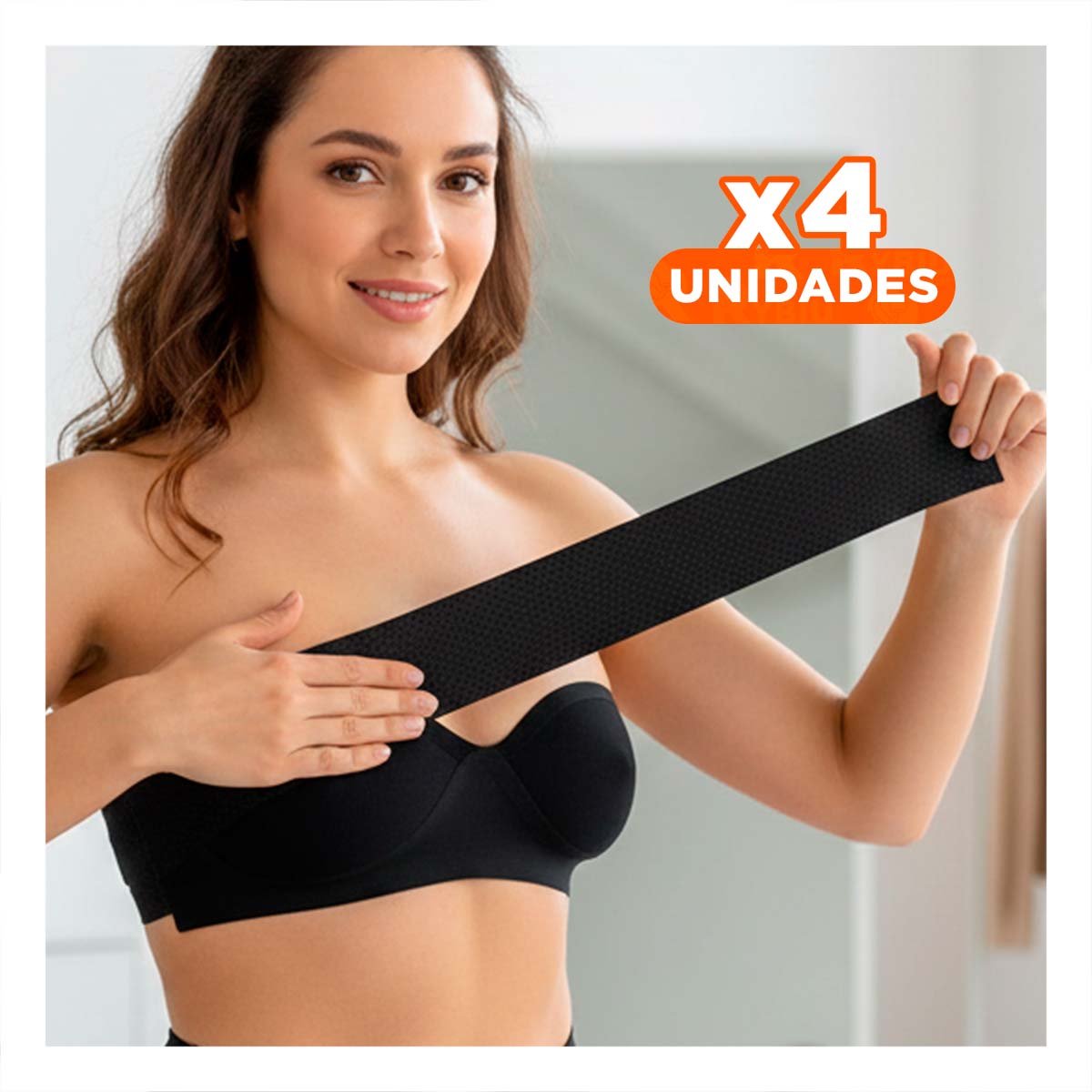 Pack4 Cinta Adhesiva Negro Levanta Busto para Moda Mujer Ajuste Natural