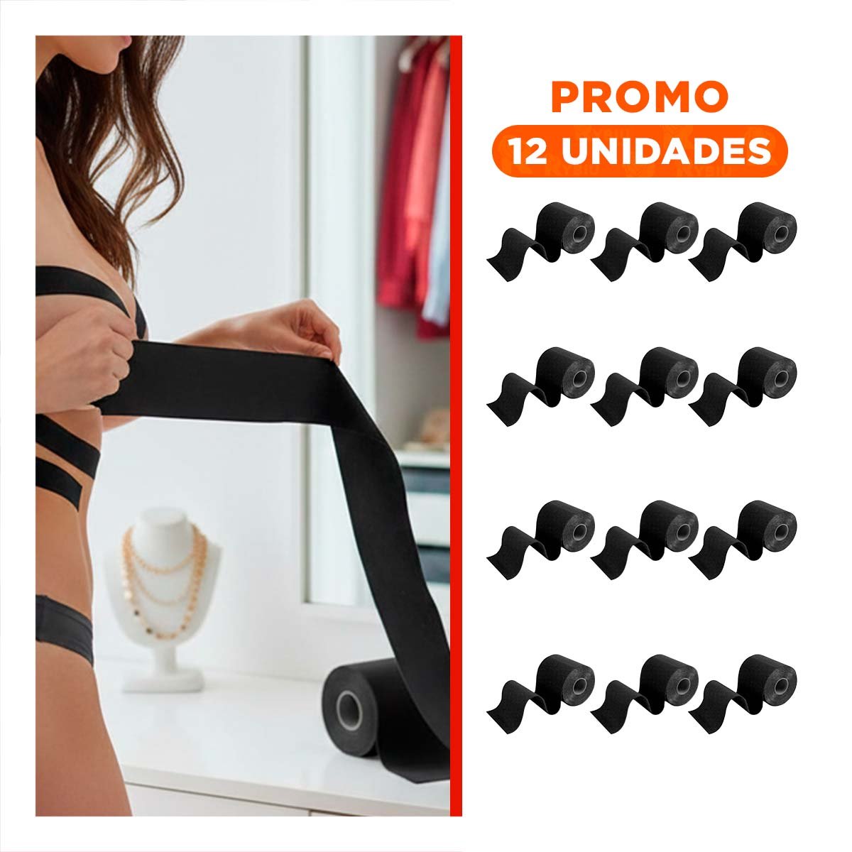 Pack12 Faja para Busto Negro Levanta y Moldea en Moda Mujer Y+Regalo Sticker