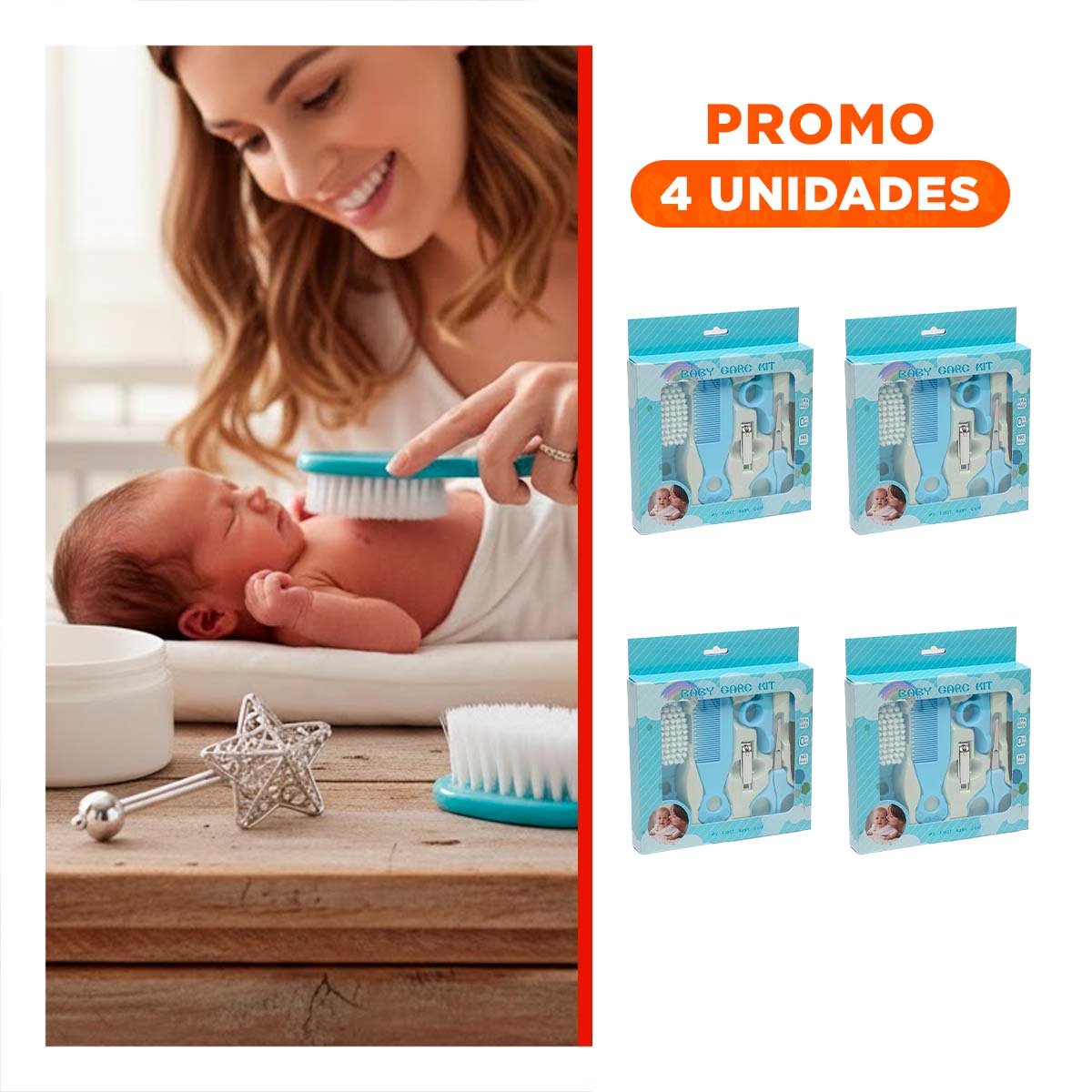 Pack4 Conjunto Esencial para Bebe 6 Piezas Azul Practico Y+Regalo Sticker