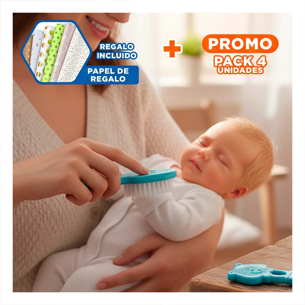 Pack4 Set Esencial para Bebe 6 Piezas Azul Completo Y+Papel Regalo