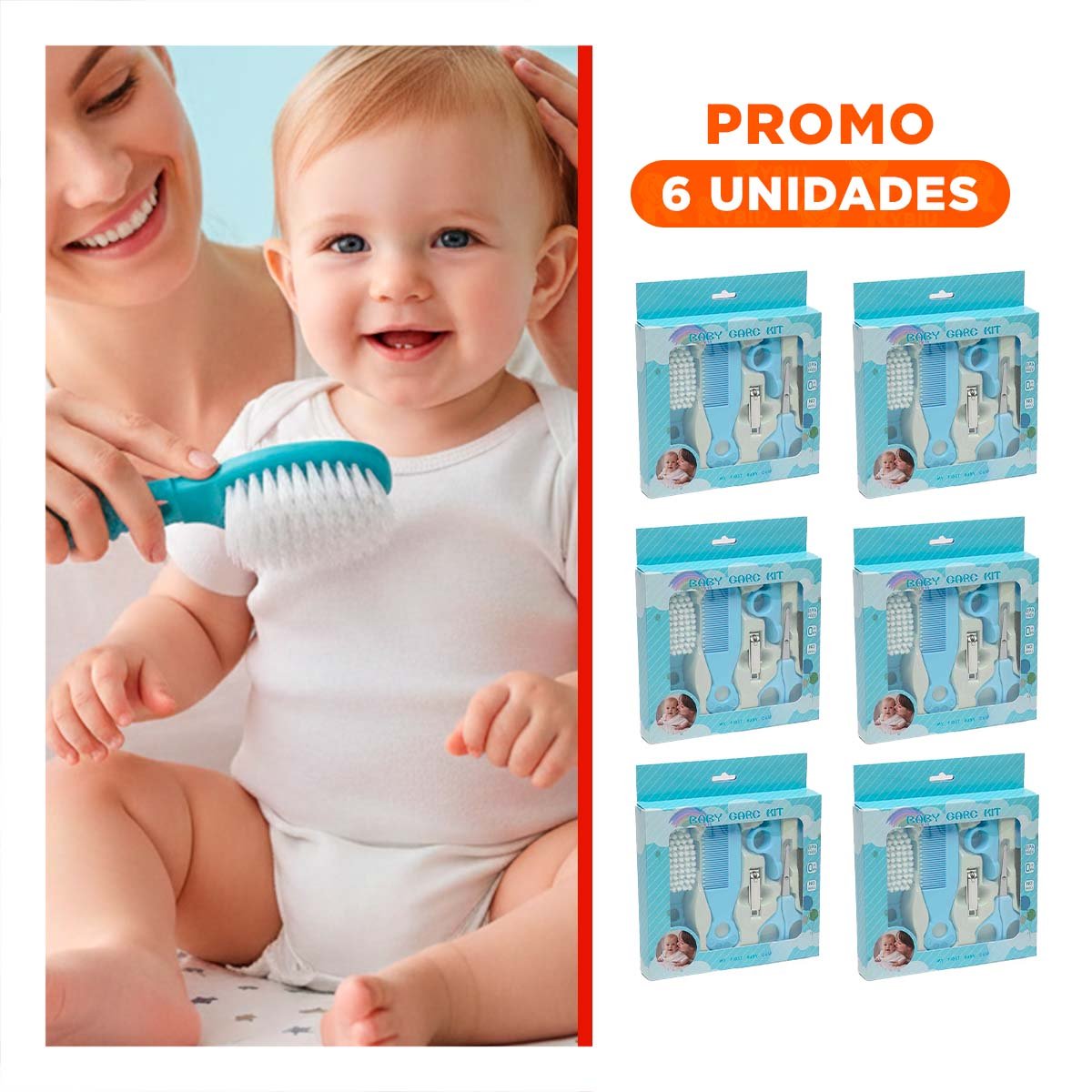 Pack6 Estuche Esencial para Bebe 6 Piezas Azul Portatil