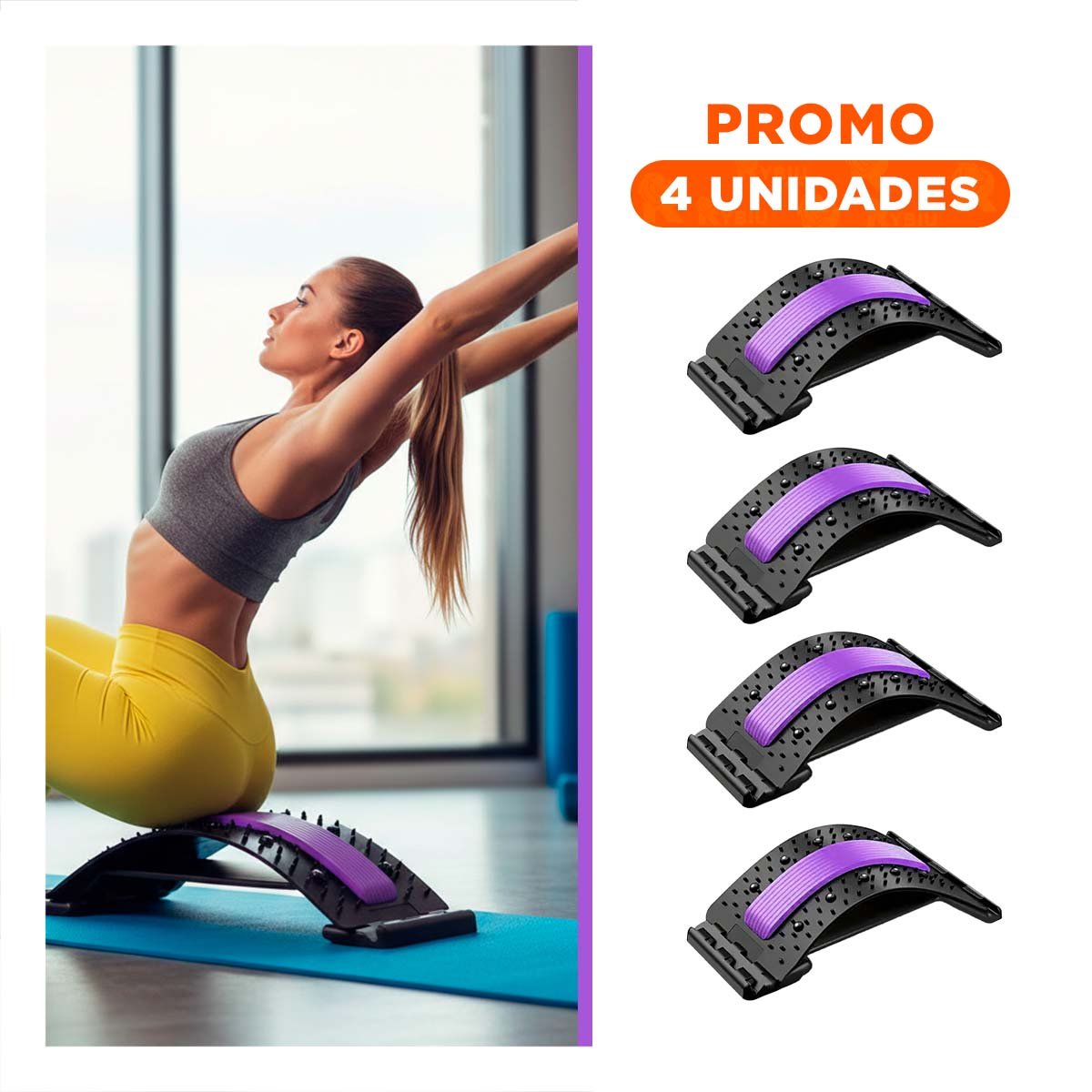 Pack4 Almohadilla Portatil Lumbar Morado con Masaje Integrado Y+Regalo Sticker