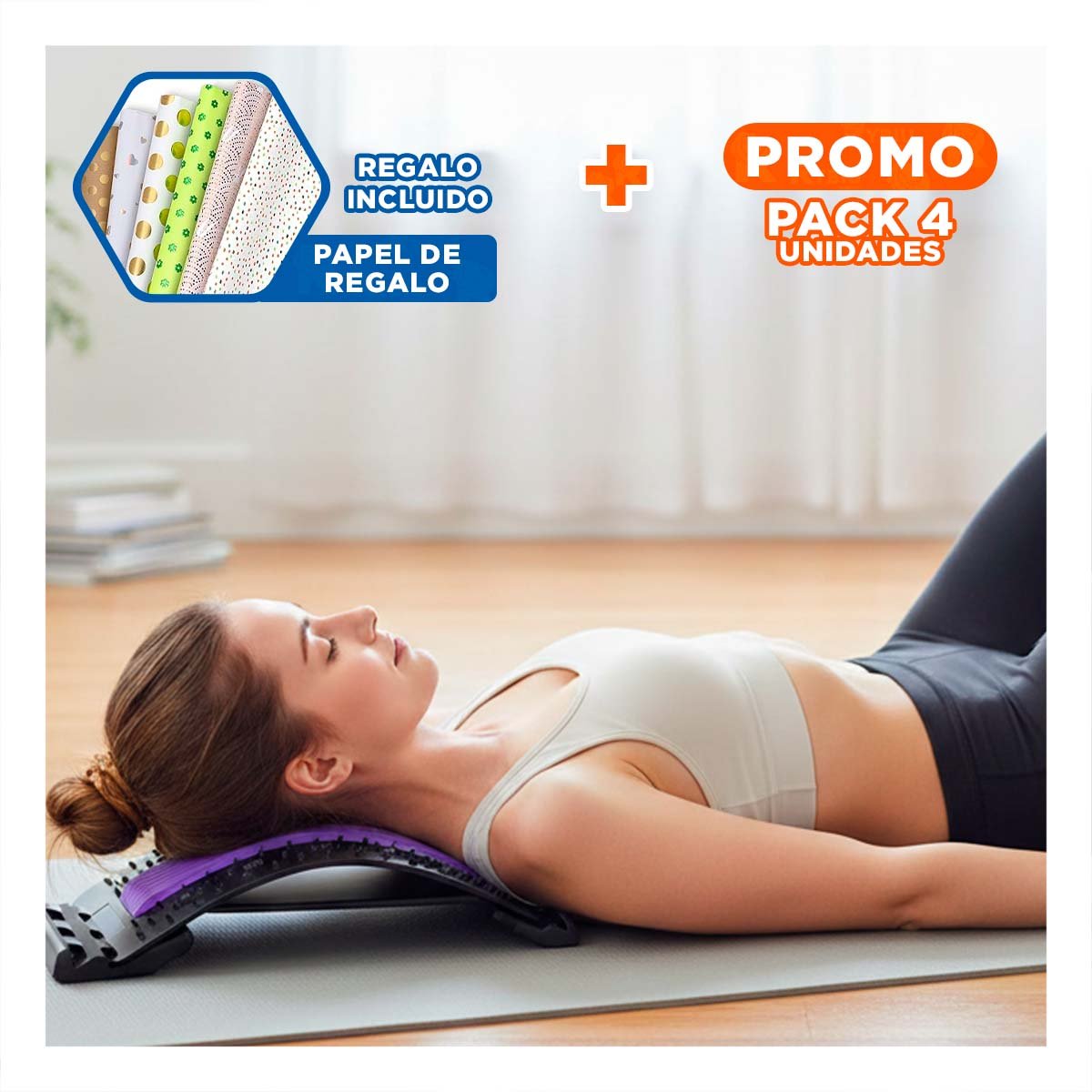 Pack4 Masajeador Funcional de Lumbar Morado para Oficina Y+Papel Regalo