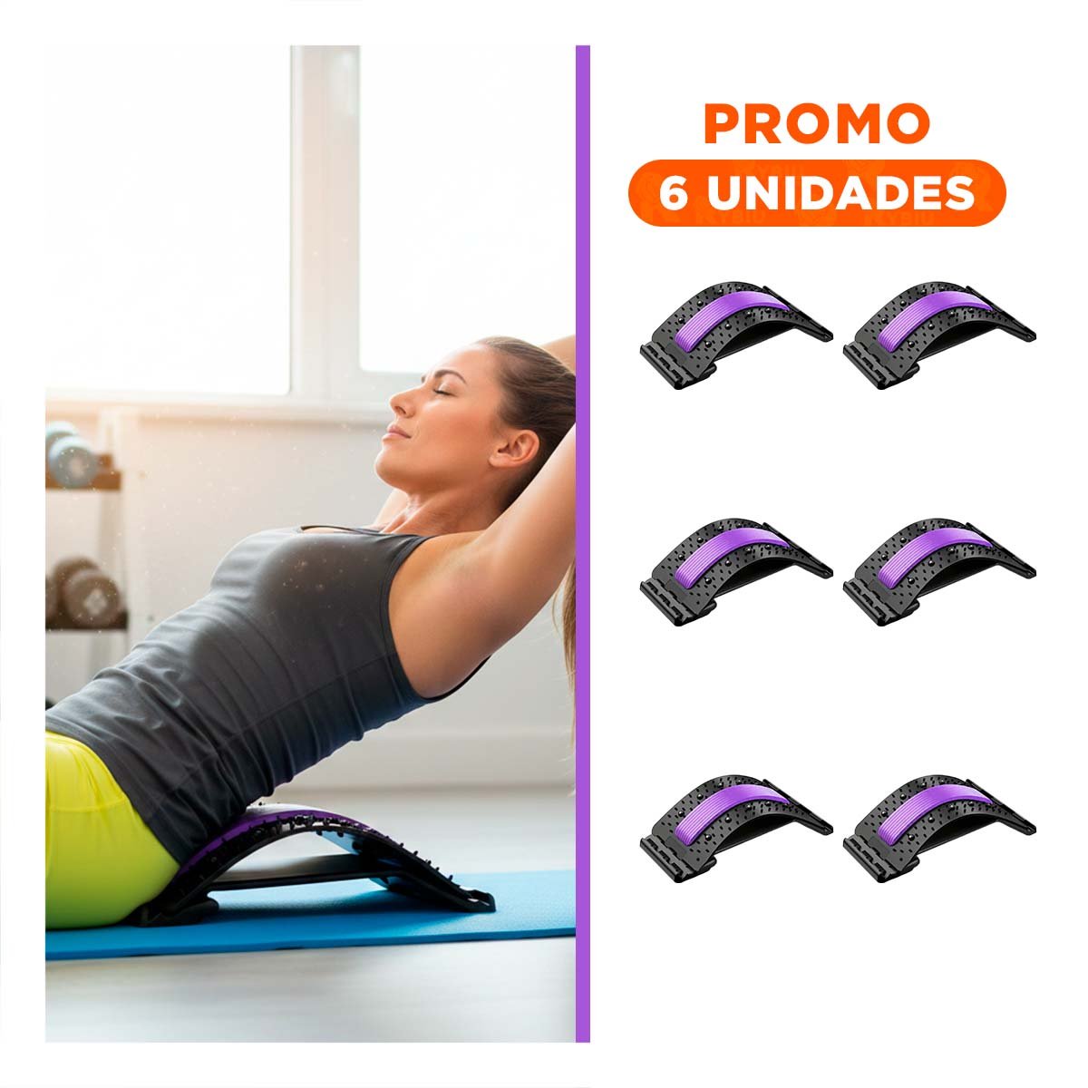 Pack6 Masajeador de Apoyo Lumbar Morado con Tecnologia Comoda