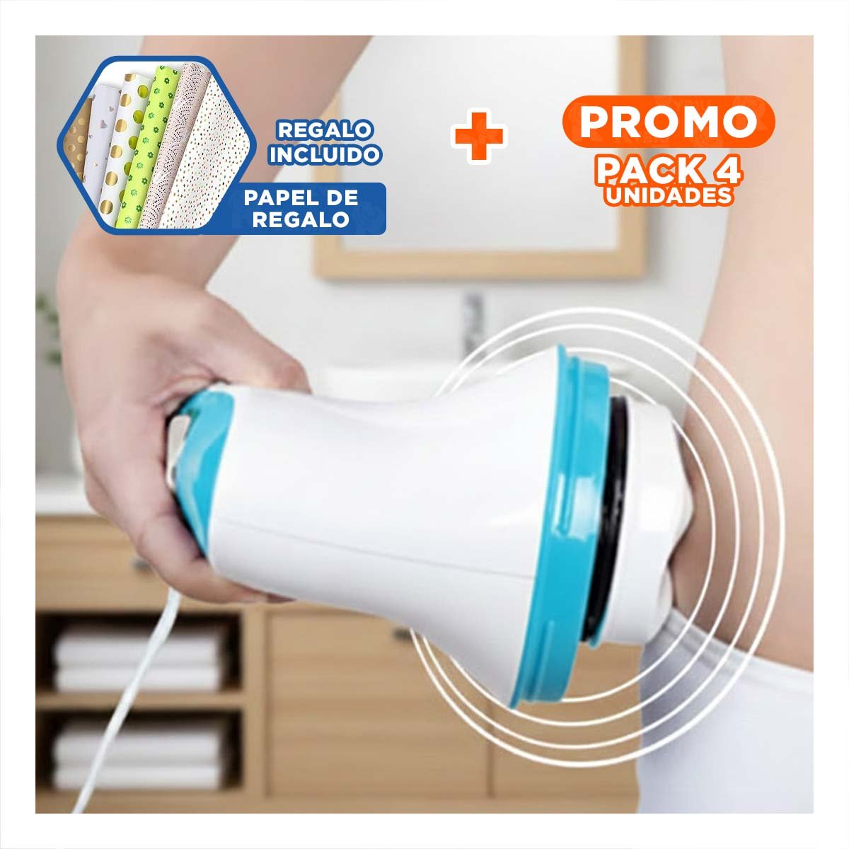 Pack4 Masajeador Funcional Relax Tone Blanco para Descanso Y+Papel Regalo