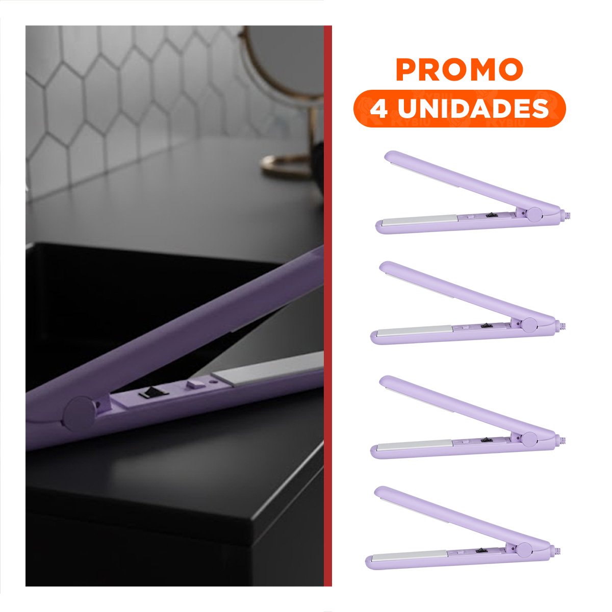 Pack4 Planchita Pequena de Cabello Mini Lila Compacta y Moderna Y+Regalo Sticker