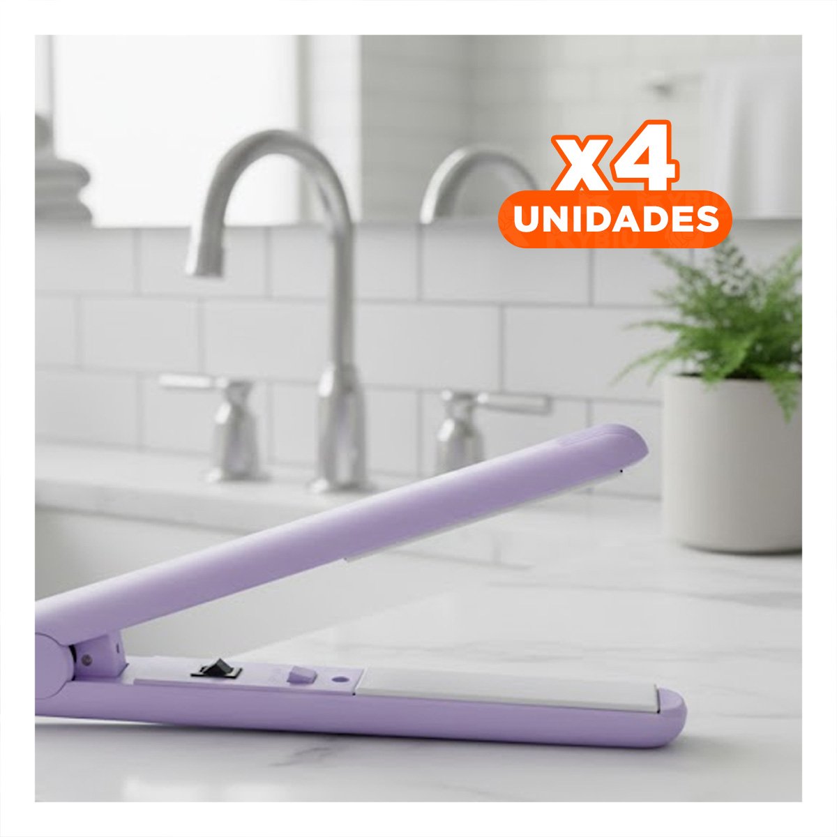 Pack4 Plancha Pequena de Cabello Mini Lila para Viaje y Uso Diario