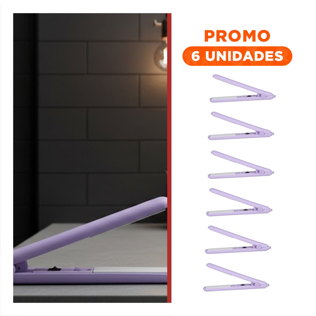 Pack6 Estilizador Pequeno de Cabello Mini Lila Portatil y Practico