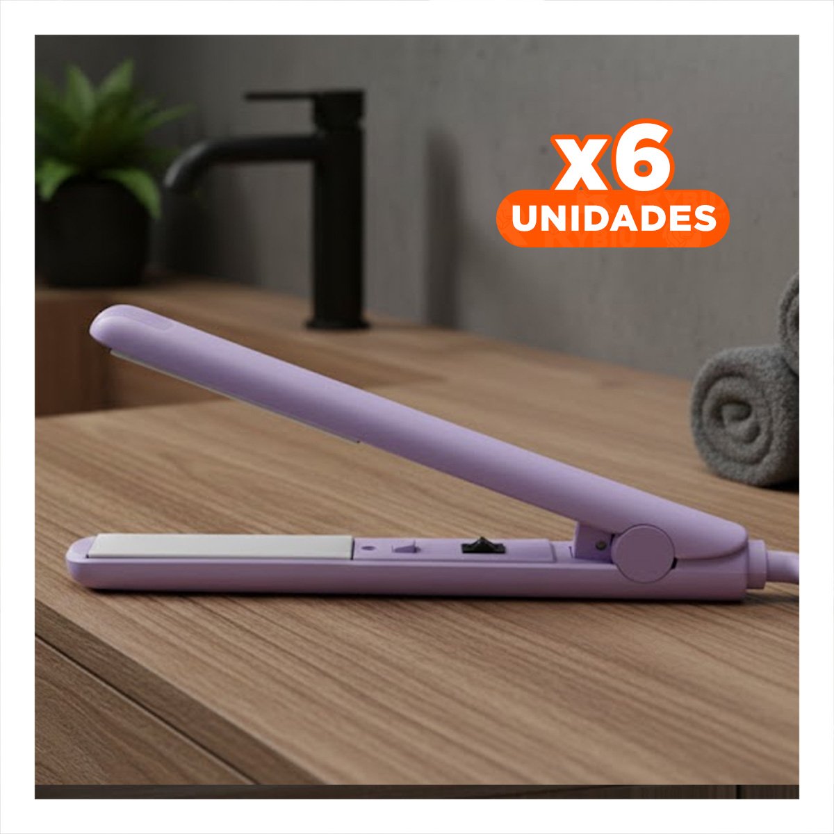 Pack6 Plancha Moderna de Cabello Mini Lila Compacta y Portatil Y+Regalo Sticker