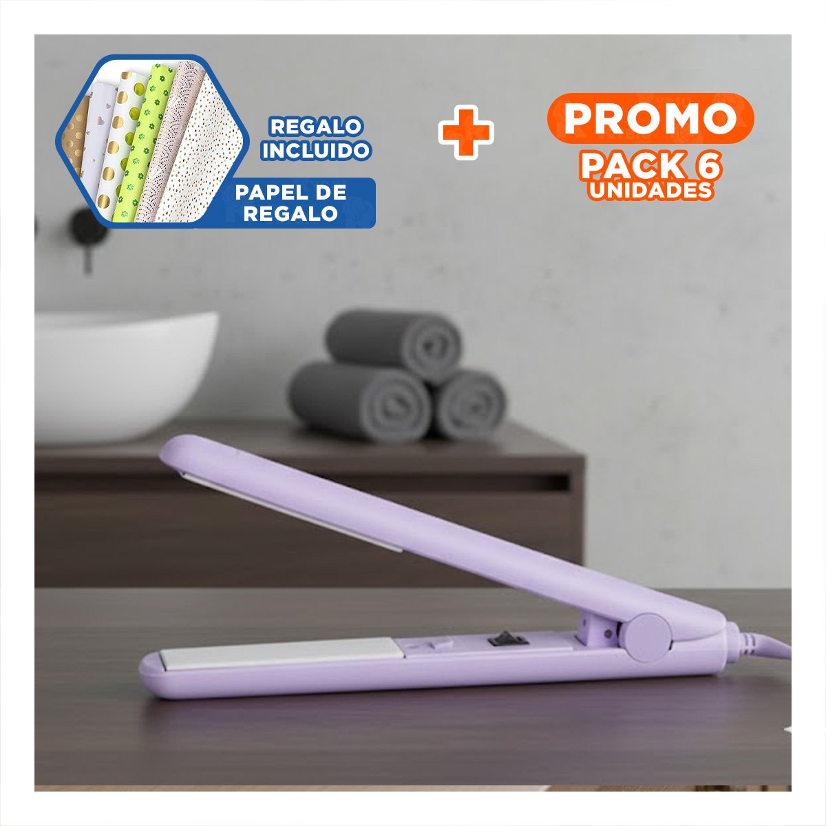 Pack6 Moldeador Pequeno de Cabello Mini Lila Moderno y Funcional Y+Papel Regalo