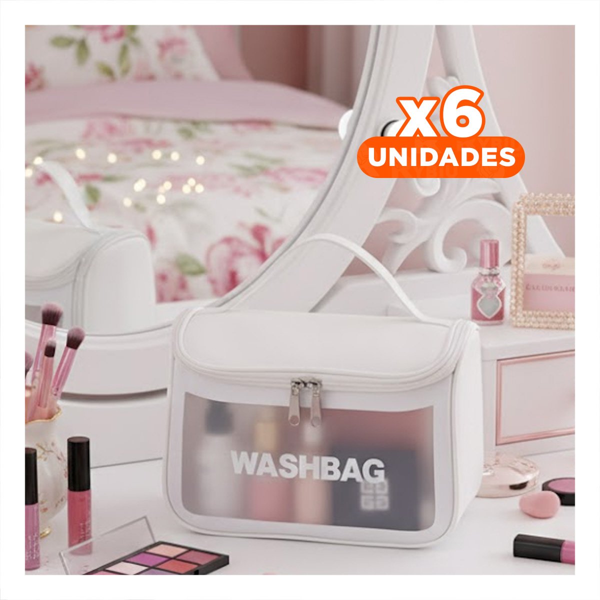 Pack6 Neceser Blanco para Organizar Maquillaje en Casa Y+Regalo Sticker