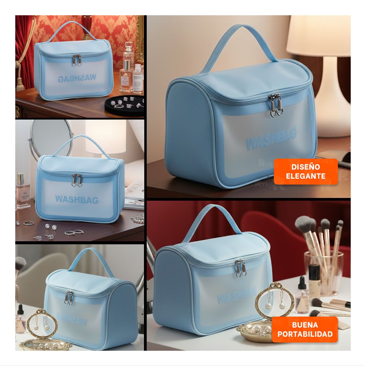 Cosmetiquero Compacto de Maquillaje Celeste para Mujer Y+Post It