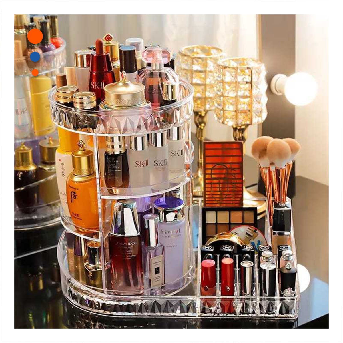 Organizador de Cosmeticos Giratorio 360 Grados Base Cuadrada