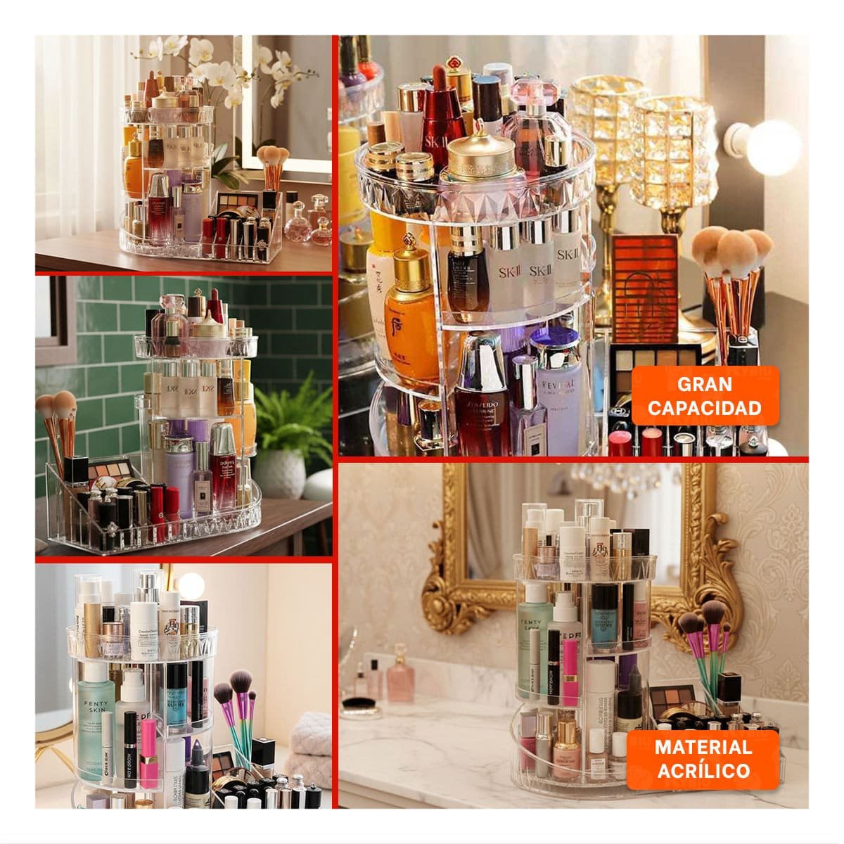 Estante de Cosmeticos Giratorio 360 Grados Base Cuadrada Y+Post It