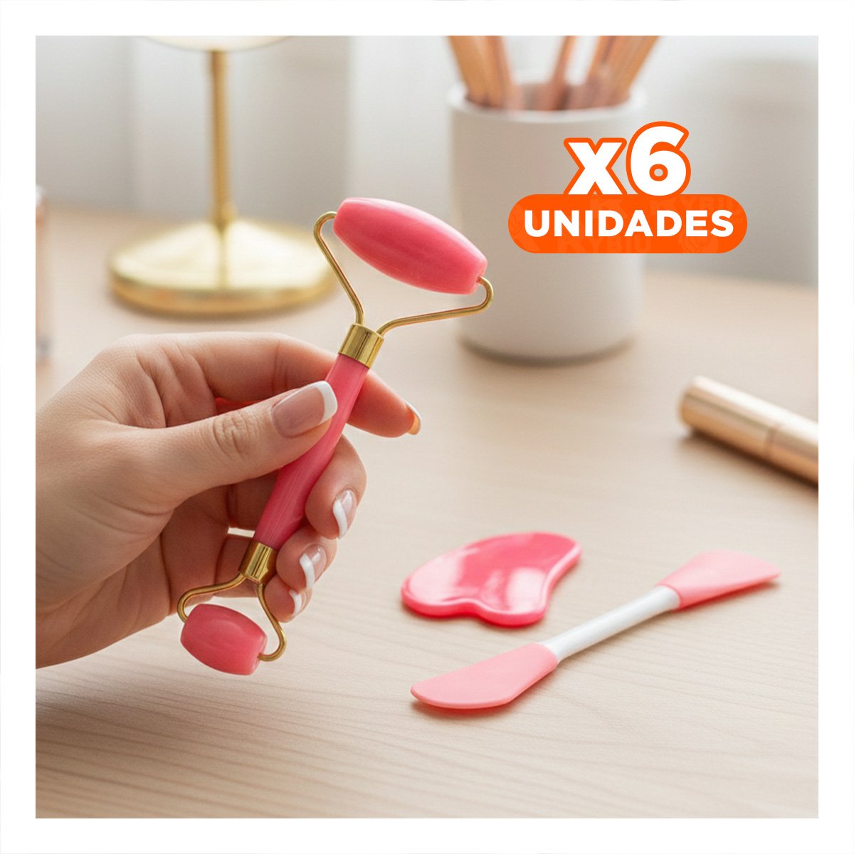 Pack6 Kit Hogar 3 de Limpieza Facial Plastico Rosado para Rutina Diaria Y+Regalo Sticker