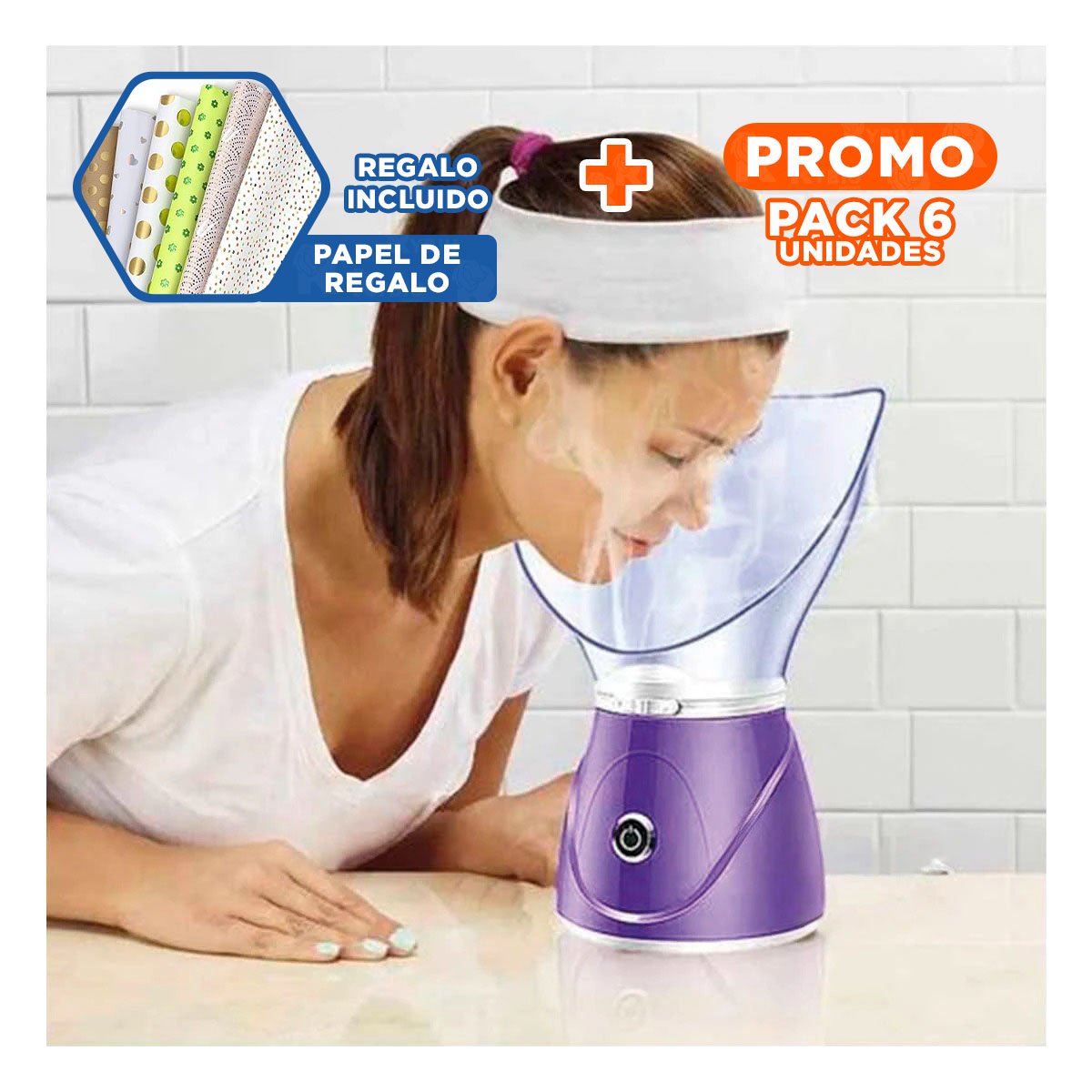 Pack6 Vaporizador Moderno Osenjie Violeta para Hidratacion y Cuidado del Rostro Y+Papel Regalo