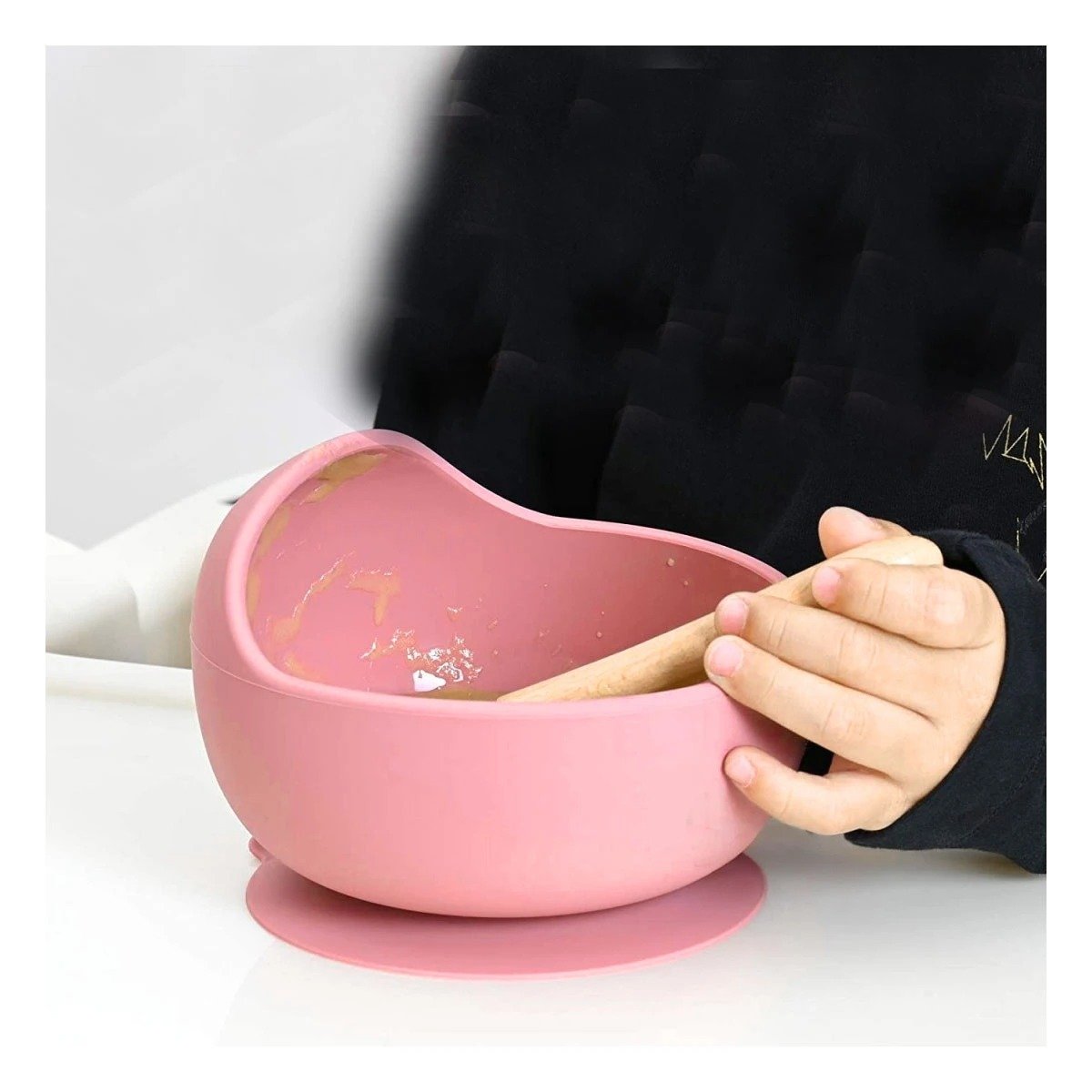 Recipiente Portatil de Silicona Rosado con Cuchara Practico