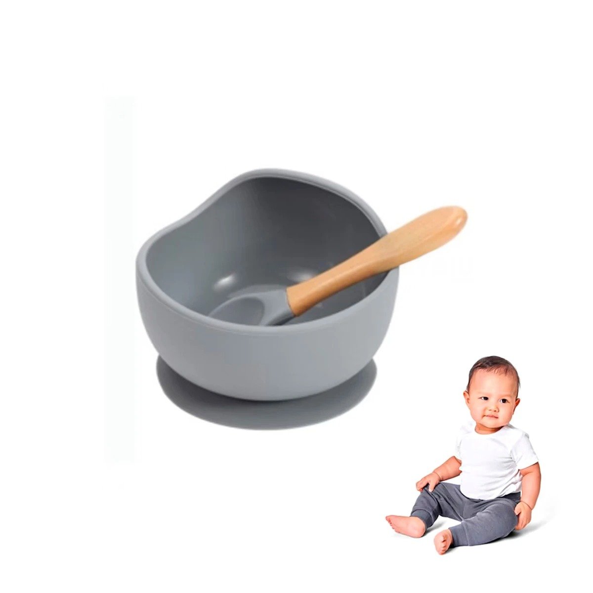Plato Cuenco y Cuchara para Bebe Plomo Resistente y Ligero Y+Papel Regalo
