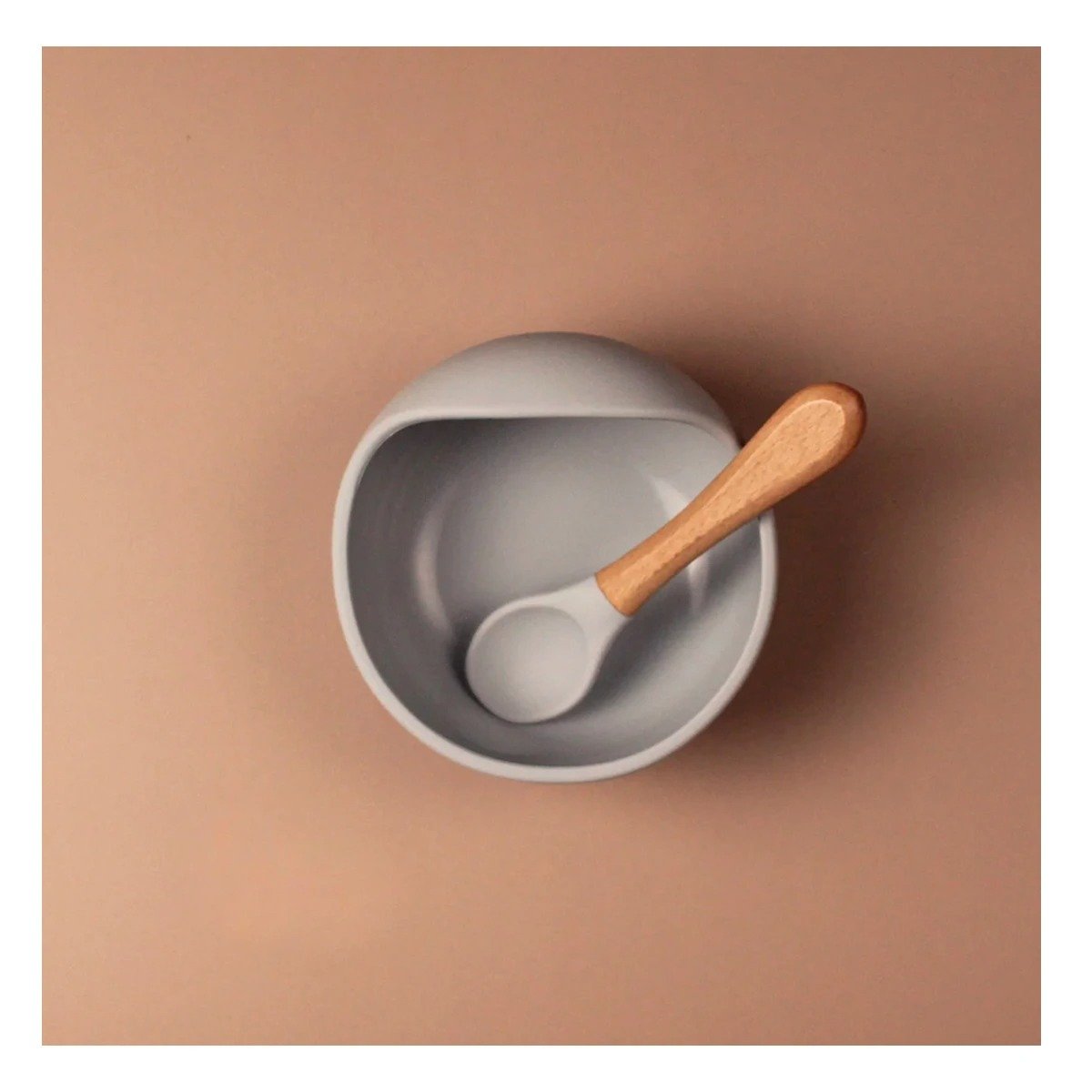 Bol de Silicona para Bebe con Cuchara y Plato Plomo Facil de Usar
