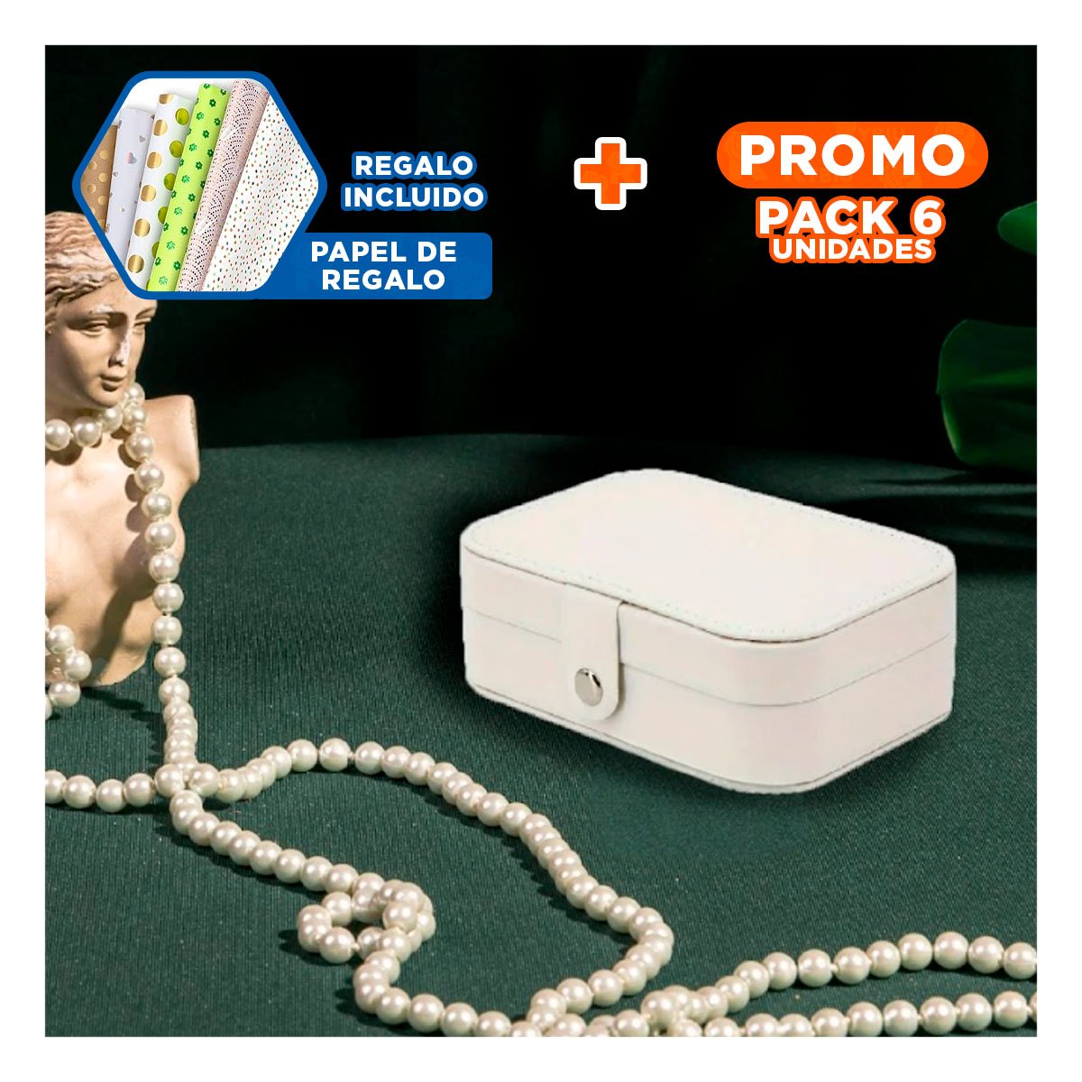 Pack6 Estuche Blanco 16x11x5 Cm Compacto y Duradero Y+Papel Regalo