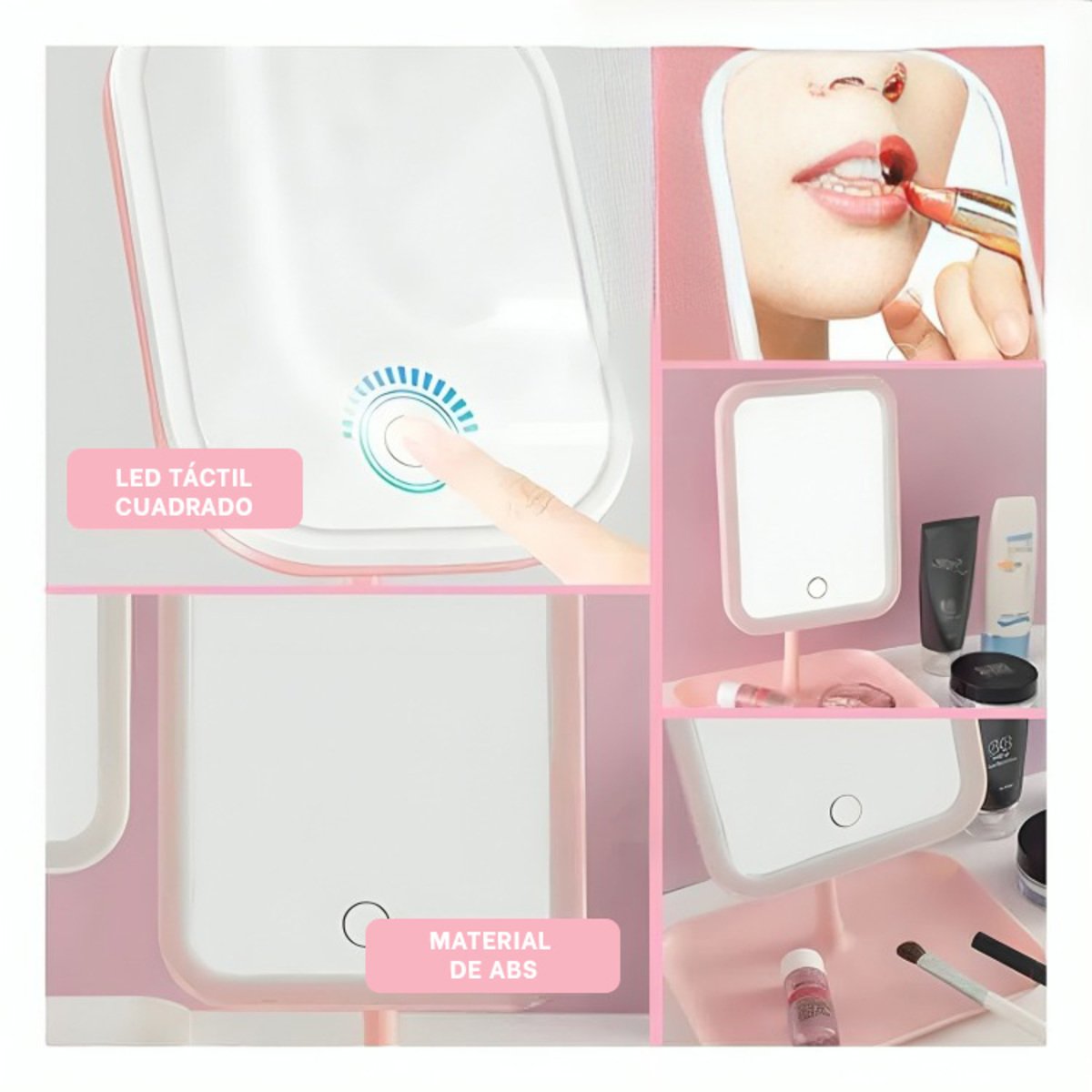 Visor de Mesa LED Tactil Cuadrado Rosado con Sensor Tactil Y+Post It