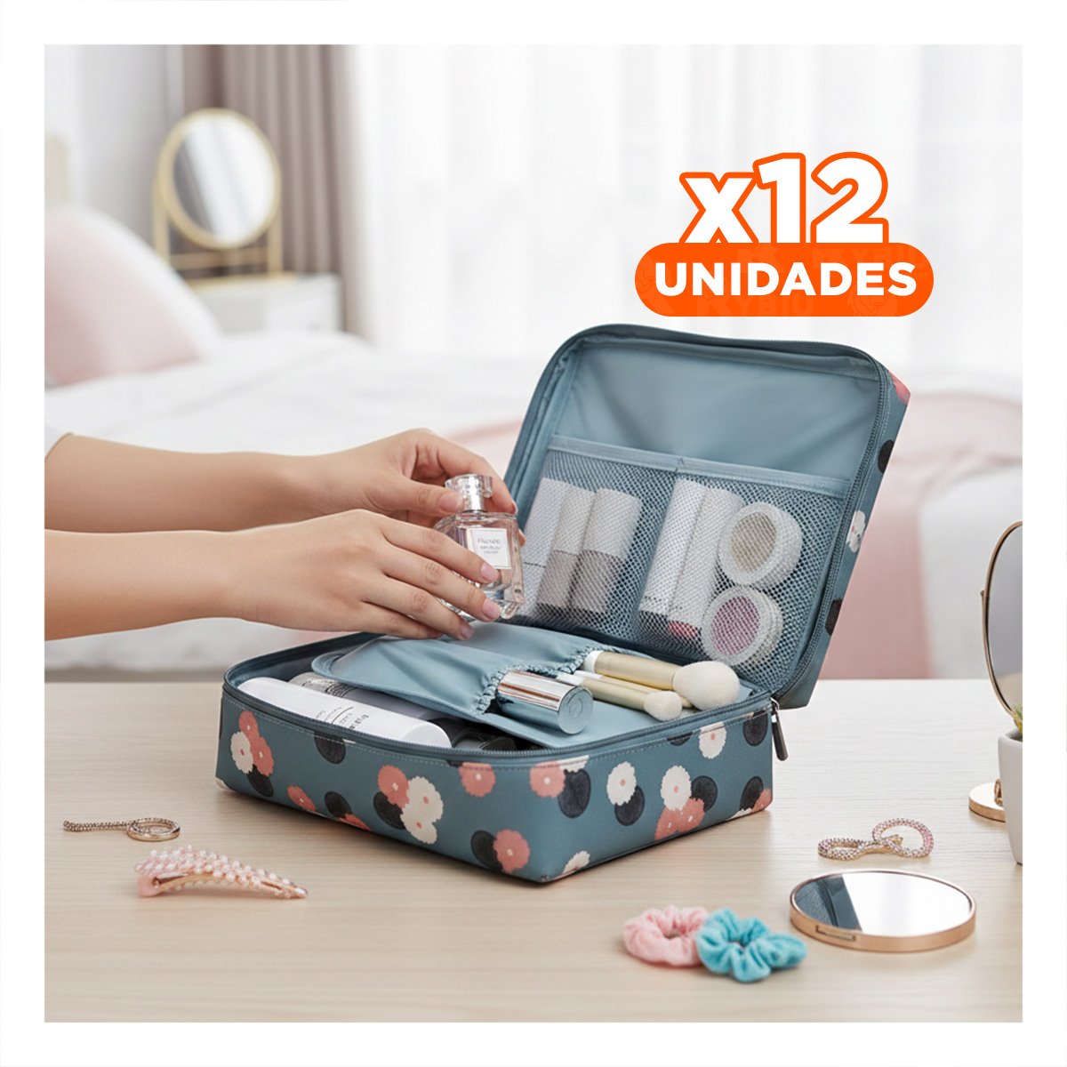 Pack12 Bolso Practico 20x15CM Azul Acero para Viaje y Oficina