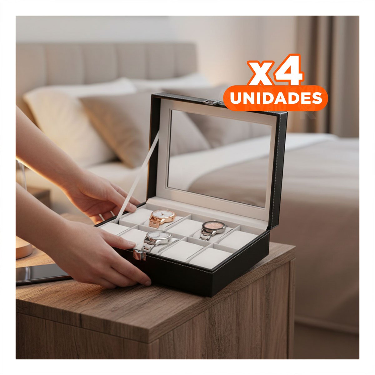 Pack4 Exhibidor de Mesa para 10 Relojes Negro Sofisticado