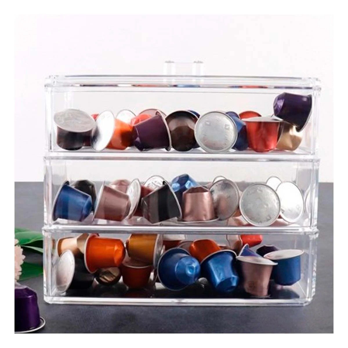 Estuche Compacto de Acrilico 1 Piso Transparente con Tapa