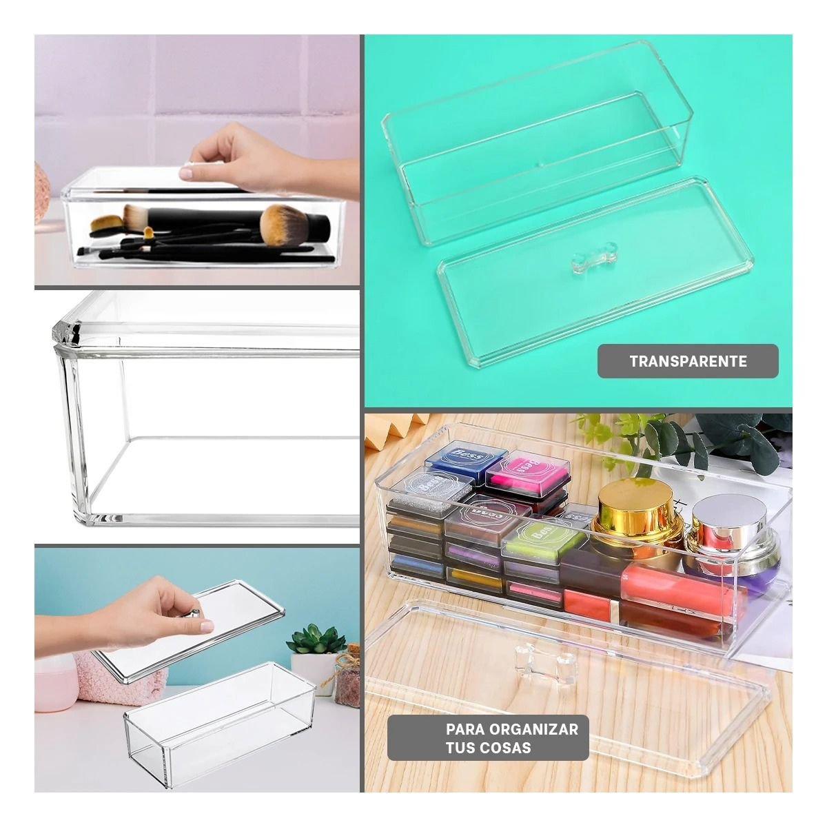 Deposito Acrilico 1 Piso Transparente con Tapa para Hogar Y+Post It
