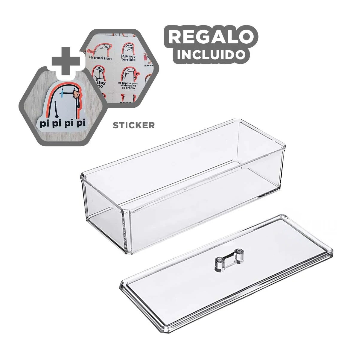 Estuche Funcional de Acrilico 1 Piso Transparente con Tapa Y+Regalo Sticker