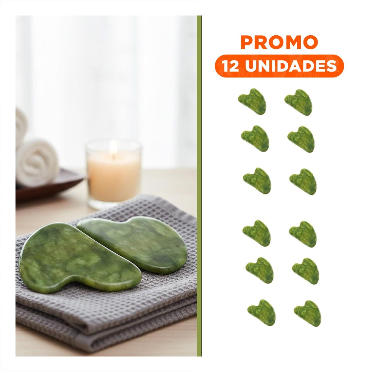 Pack12 Rodillo de Belleza Verde para Suavidad y Estimulo del Rostro Y+Regalo Sticker