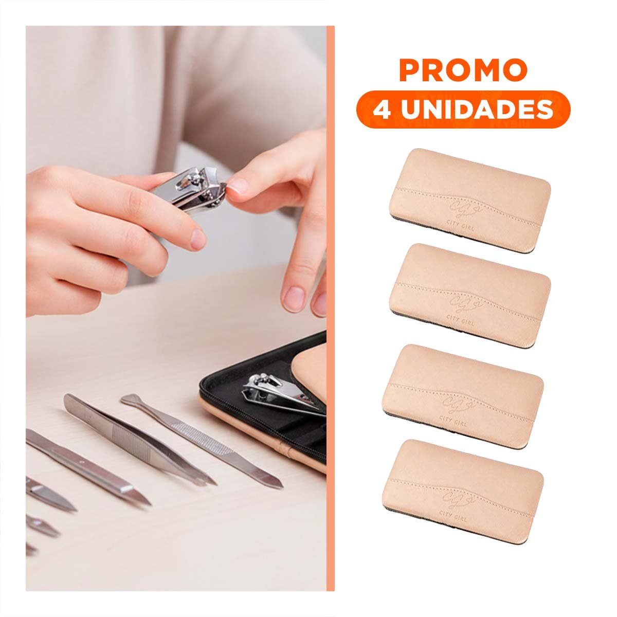Pack4 Maletin Completo para Manicure y Pedicure 12 Piezas Melon Y+Regalo Sticker