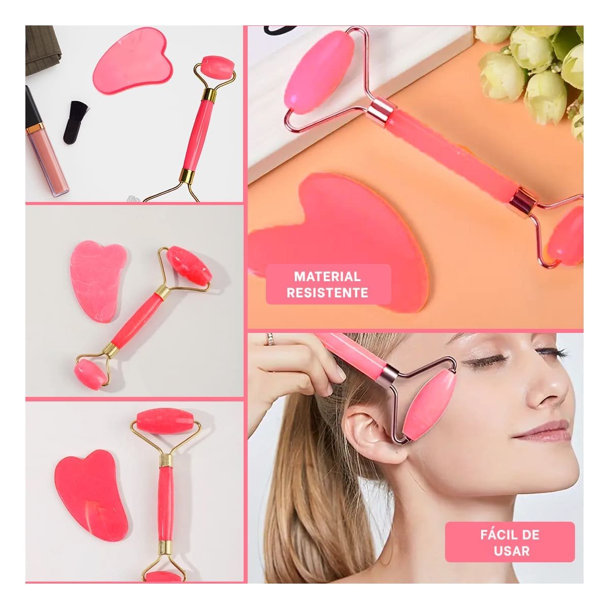 Dispositivo Facial Rosado Set de 2 de Plastico para Tonificar y Suavizar Y+Post It