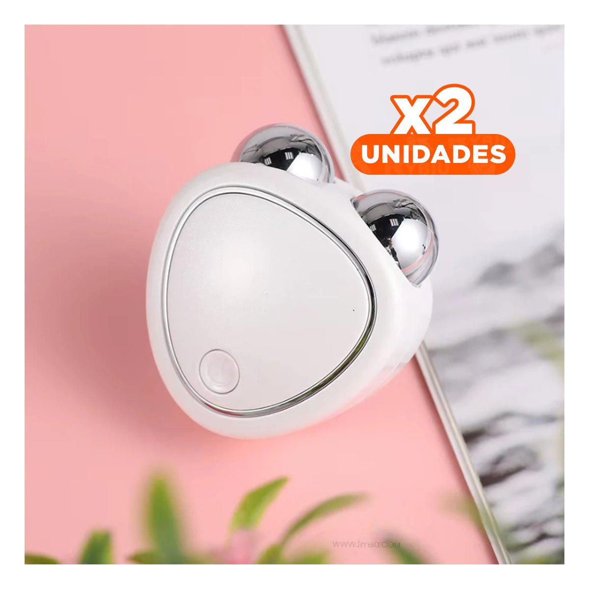 Pack2 Accesorio Facial Portatil Triangulo de Doble Rodillo Blanco Y+Regalo Sticker