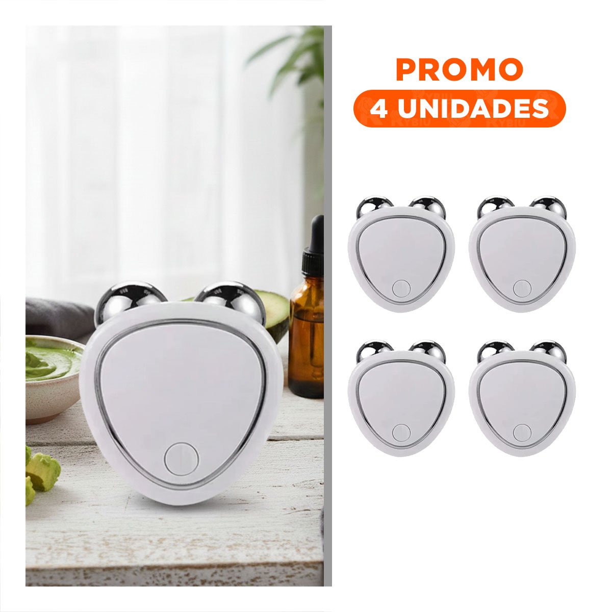 Pack4 Equipo Compacto Triangulo de Doble Rodillo Blanco para Uso Personal Y+Regalo Sticker