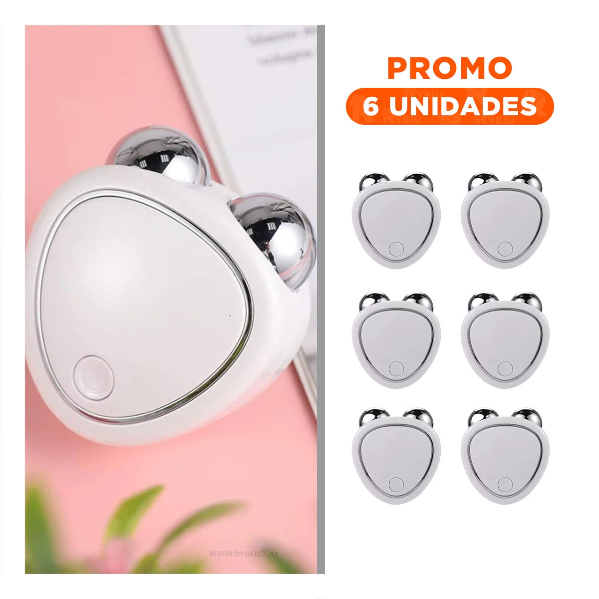 Pack6 Equipo de Cuidado Portatil Triangulo de Doble Rodillo Blanco para Relajacion Facial