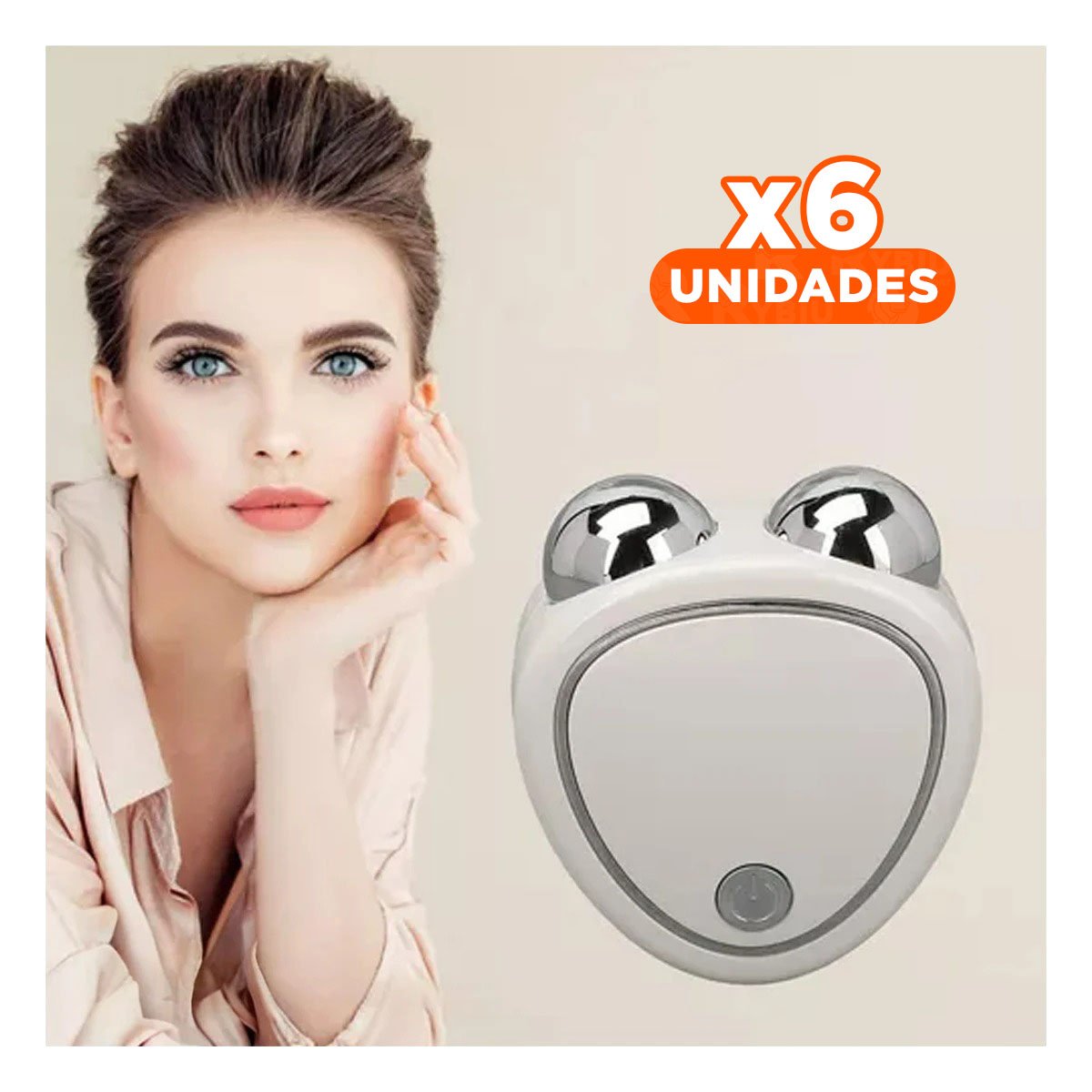 Pack6 Aparato Facial Triangulo de Doble Rodillo Blanco para Relajar y Suavizar Y+Regalo Sticker