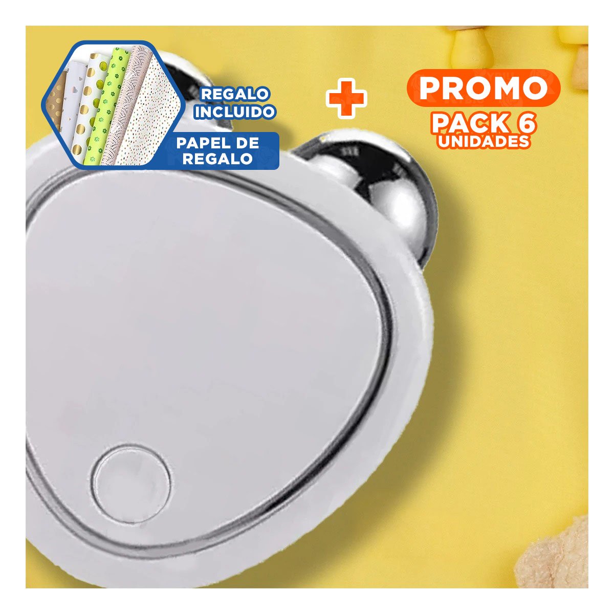 Pack6 Equipo de Belleza Compacto Triangulo de Doble Rodillo Blanco Y+Papel Regalo