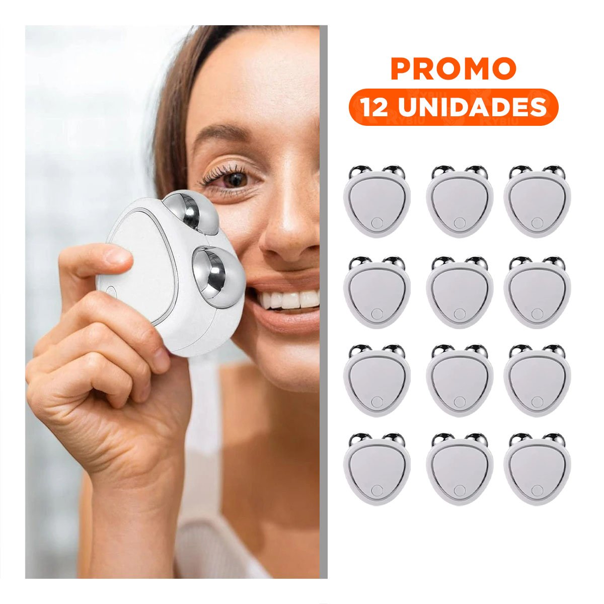 Pack12 Instrumento de Masaje Triangulo de Doble Rodillo Blanco para Reducir Y+Regalo Sticker