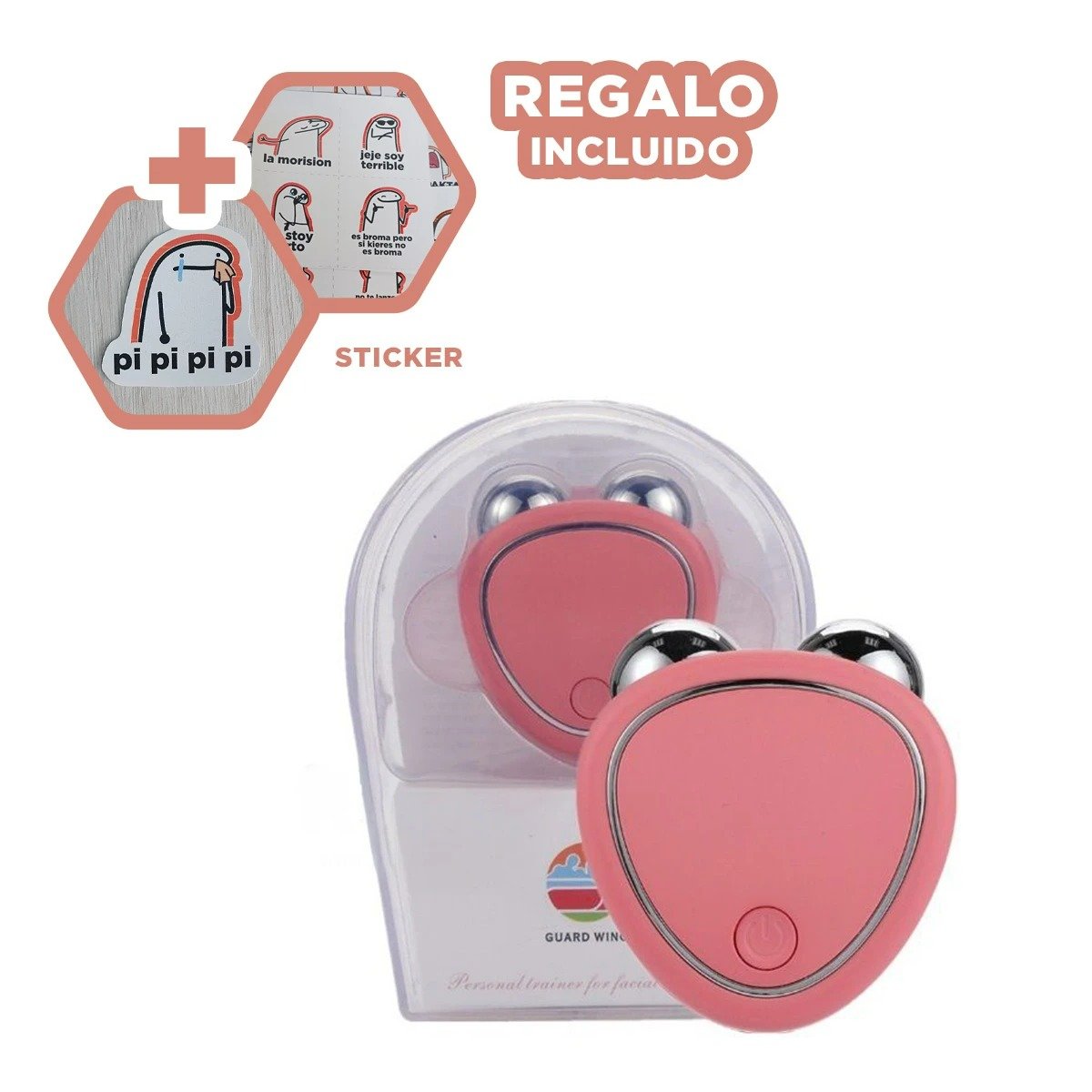 Accesorio de Belleza Triangulo de Doble Rodillo Rosado para Relajar Y+Regalo Sticker